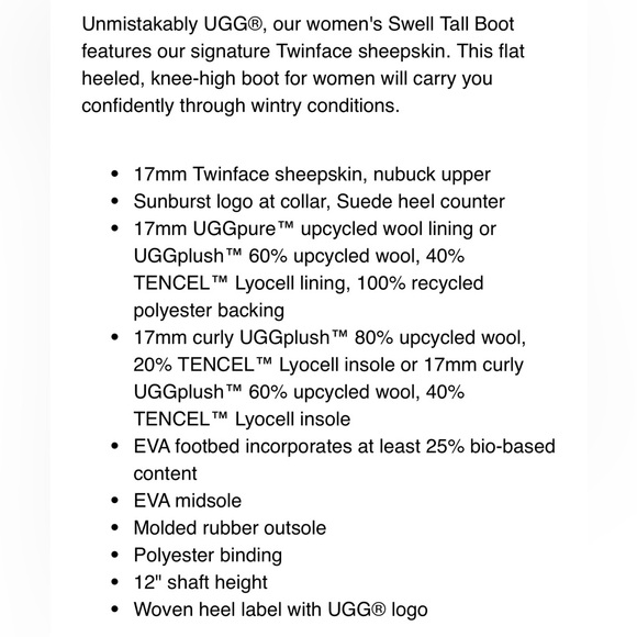 UGG Women’s “Swell” Nubuck/Sheepskin Tall Winter Boots-Cocoa size 10 - Picture 3 of 6